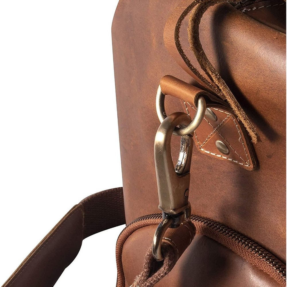 Full Grain Leather Travel Duffel Bag Overnight Weekend Leather Bags Sports Gym - Picture 6 of 7